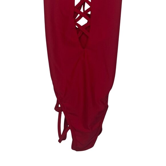 One Piece Swimsuit Crisscross Straps Open Back Red Size Medium - Picture 4 of 8